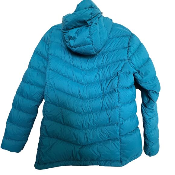 Eddie Bauer Teal Down Hooded Puffer Jacket Women’s Large 80/20 Packable Gorpcore - Picture 2 of 8